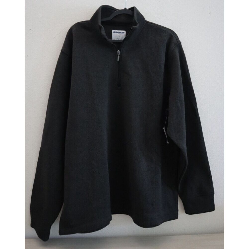 Old Navy 476545 Men's Sz 2XL Panther Gray Ribbed 1/4 Zip Fleece Pullover Sweater